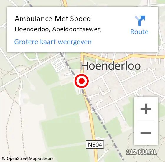 Locatie op kaart van de 112 melding: Ambulance Met Spoed Naar Hoenderloo, Apeldoornseweg op 3 september 2016 16:43