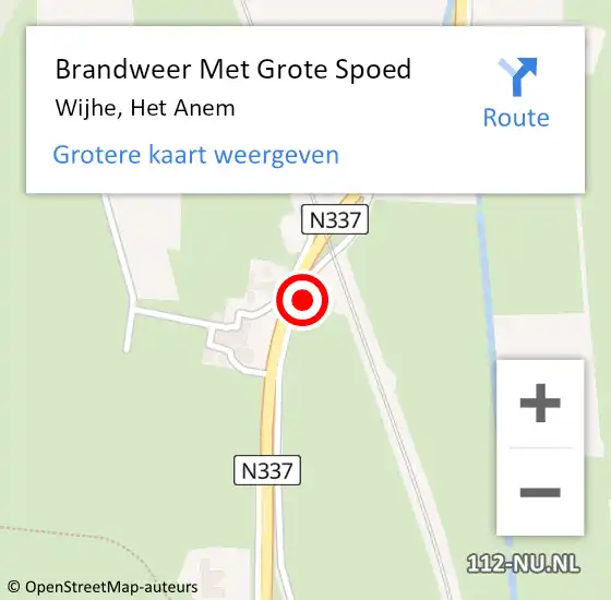 Locatie op kaart van de 112 melding: Brandweer Met Grote Spoed Naar Wijhe, Het Anem op 3 september 2016 17:17