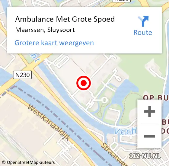 Locatie op kaart van de 112 melding: Ambulance Met Grote Spoed Naar Maarssen, Sluysoort op 3 september 2016 17:50