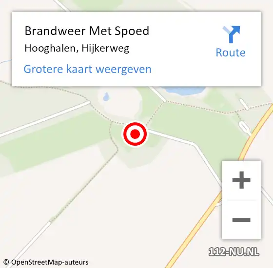 Locatie op kaart van de 112 melding: Brandweer Met Spoed Naar Hooghalen, Hijkerweg op 3 september 2016 18:09