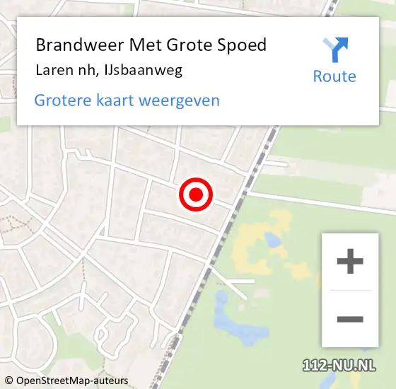 Locatie op kaart van de 112 melding: Brandweer Met Grote Spoed Naar Laren nh, IJsbaanweg op 3 september 2016 18:49