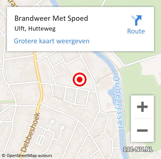 Locatie op kaart van de 112 melding: Brandweer Met Spoed Naar Ulft, Hutteweg op 3 september 2016 18:55