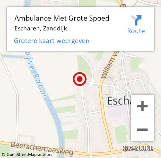 Locatie op kaart van de 112 melding: Ambulance Met Grote Spoed Naar Escharen, Zanddijk op 3 september 2016 19:29