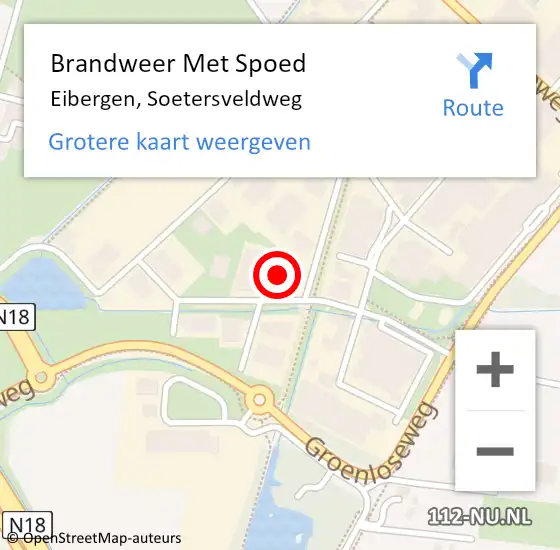 Locatie op kaart van de 112 melding: Brandweer Met Spoed Naar Eibergen, Soetersveldweg op 3 september 2016 19:51