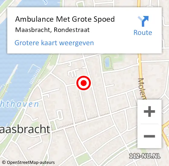 Locatie op kaart van de 112 melding: Ambulance Met Grote Spoed Naar Maasbracht, Rondestraat op 26 december 2013 02:54