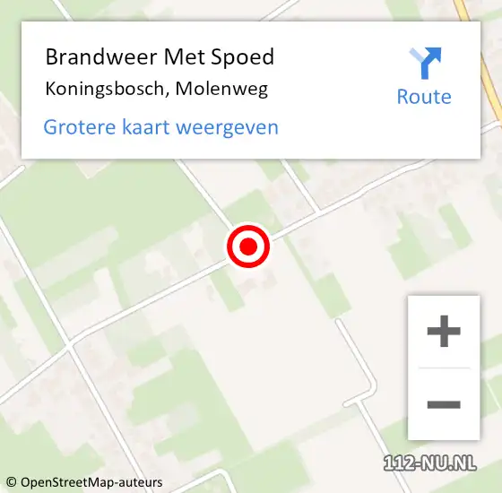 Locatie op kaart van de 112 melding: Brandweer Met Spoed Naar Koningsbosch, Molenweg op 3 september 2016 21:42