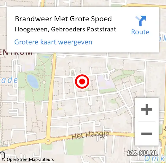 Locatie op kaart van de 112 melding: Brandweer Met Grote Spoed Naar Hoogeveen, Gebroeders Poststraat op 26 december 2013 03:11