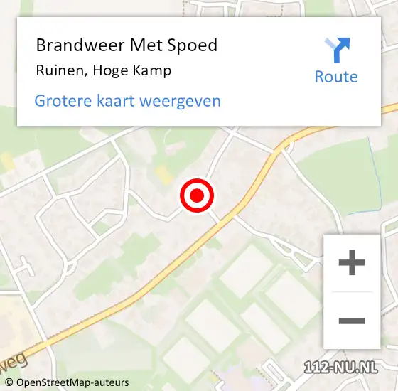 Locatie op kaart van de 112 melding: Brandweer Met Spoed Naar Ruinen, Hoge Kamp op 3 september 2016 21:50