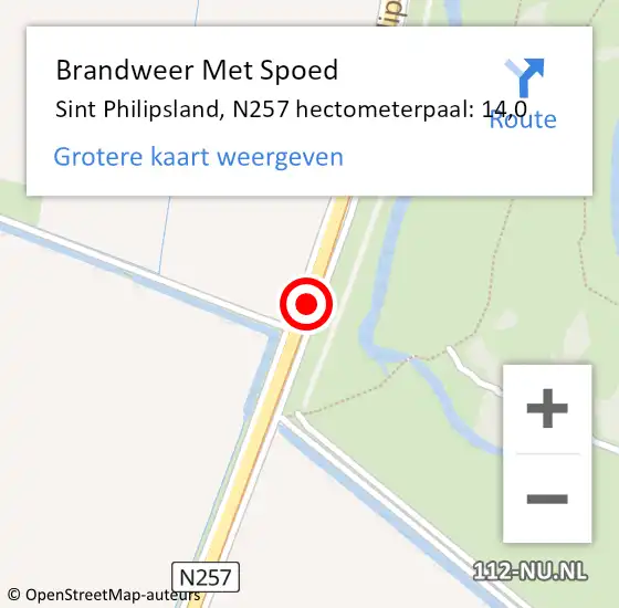 Locatie op kaart van de 112 melding: Brandweer Met Spoed Naar Sint Philipsland, N257 hectometerpaal: 14,0 op 3 september 2016 22:26