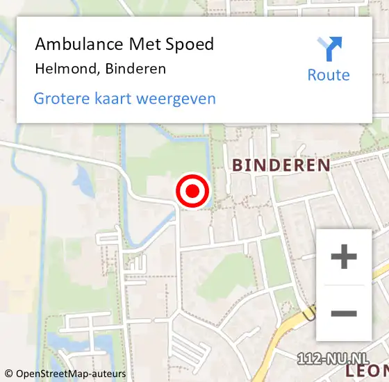 Locatie op kaart van de 112 melding: Ambulance Met Spoed Naar Helmond, Binderen op 3 september 2016 23:14