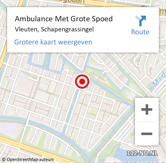Locatie op kaart van de 112 melding: Ambulance Met Grote Spoed Naar Vleuten, Schapengrassingel op 3 september 2016 23:50