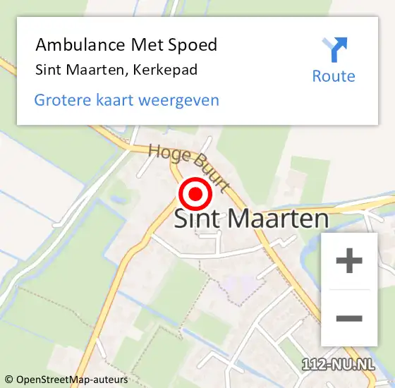 Locatie op kaart van de 112 melding: Ambulance Met Spoed Naar Sint Maarten, Kerkepad op 4 september 2016 01:06