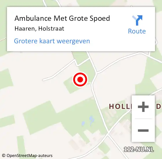 Locatie op kaart van de 112 melding: Ambulance Met Grote Spoed Naar Haaren, Holstraat op 4 september 2016 01:16