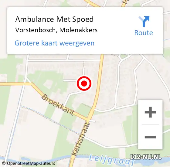 Locatie op kaart van de 112 melding: Ambulance Met Spoed Naar Vorstenbosch, Molenakkers op 4 september 2016 02:57