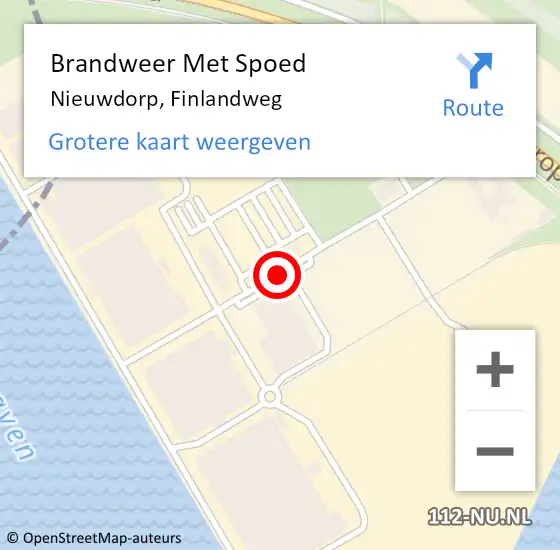 Locatie op kaart van de 112 melding: Brandweer Met Spoed Naar Nieuwdorp, Finlandweg op 4 september 2016 03:01