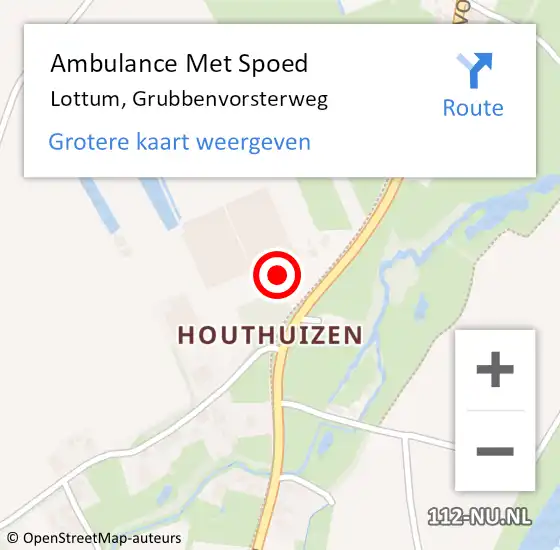 Locatie op kaart van de 112 melding: Ambulance Met Spoed Naar Lottum, Grubbenvorsterweg op 4 september 2016 04:44