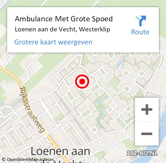 Locatie op kaart van de 112 melding: Ambulance Met Grote Spoed Naar Loenen aan de Vecht, Westerklip op 4 september 2016 05:08