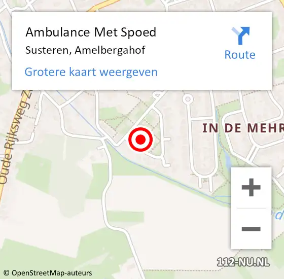 Locatie op kaart van de 112 melding: Ambulance Met Spoed Naar Susteren, Amelbergahof op 4 september 2016 07:30