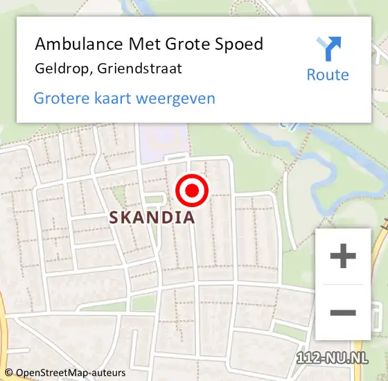 Locatie op kaart van de 112 melding: Ambulance Met Grote Spoed Naar Geldrop, Griendstraat op 4 september 2016 09:44