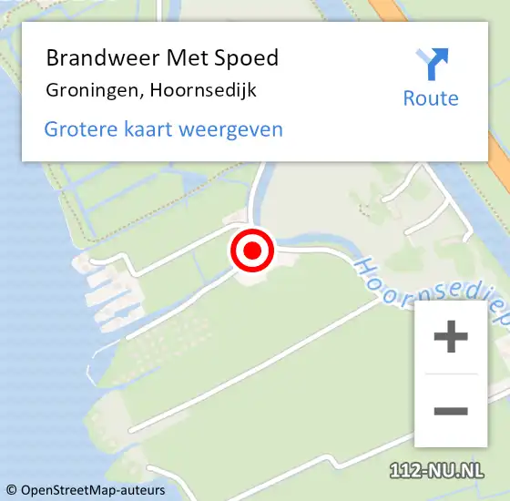 Locatie op kaart van de 112 melding: Brandweer Met Spoed Naar Groningen, Hoornsedijk op 4 september 2016 09:58