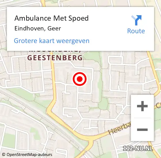 Locatie op kaart van de 112 melding: Ambulance Met Spoed Naar Eindhoven, Geer op 4 september 2016 10:19