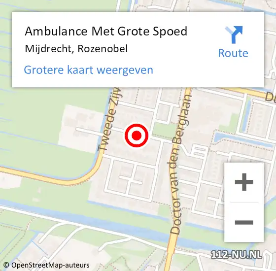 Locatie op kaart van de 112 melding: Ambulance Met Grote Spoed Naar Mijdrecht, Rozenobel op 4 september 2016 10:41