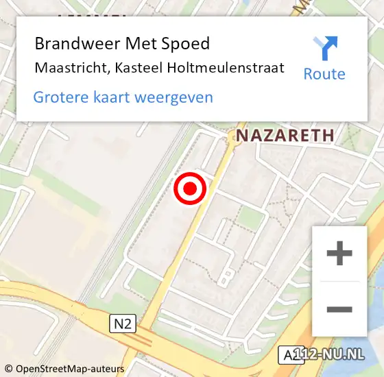 Locatie op kaart van de 112 melding: Brandweer Met Spoed Naar Maastricht, Kasteel Holtmeulenstraat op 4 september 2016 11:33