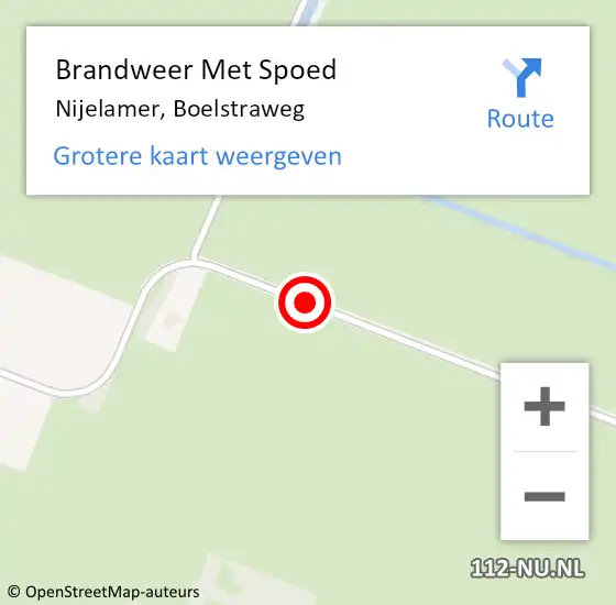 Locatie op kaart van de 112 melding: Brandweer Met Spoed Naar Nijelamer, Boelstraweg op 4 september 2016 11:51