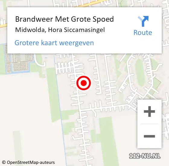 Locatie op kaart van de 112 melding: Brandweer Met Grote Spoed Naar Midwolda, Hora Siccamasingel op 4 september 2016 12:08