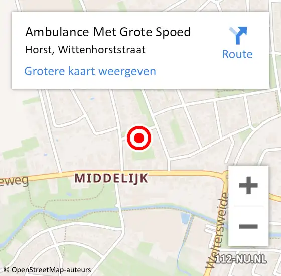 Locatie op kaart van de 112 melding: Ambulance Met Grote Spoed Naar Horst, Wittenhorststraat op 26 december 2013 05:56