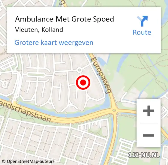 Locatie op kaart van de 112 melding: Ambulance Met Grote Spoed Naar Vleuten, Kolland op 4 september 2016 13:42