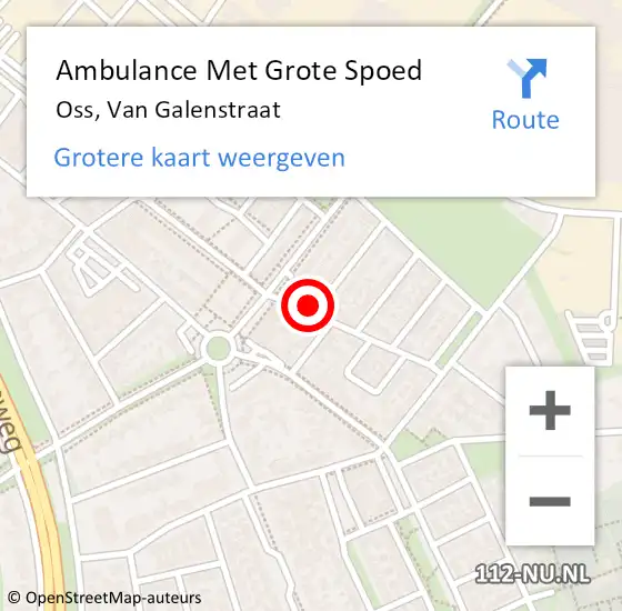 Locatie op kaart van de 112 melding: Ambulance Met Grote Spoed Naar Oss, Van Galenstraat op 4 september 2016 13:50