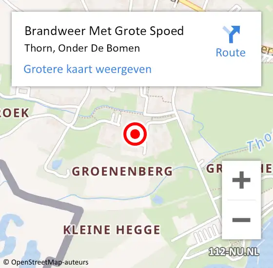 Locatie op kaart van de 112 melding: Brandweer Met Grote Spoed Naar Thorn, Onder De Bomen op 4 september 2016 13:50