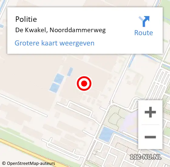 Locatie op kaart van de 112 melding: Politie De Kwakel, Noorddammerweg op 4 september 2016 15:17