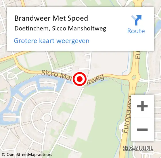 Locatie op kaart van de 112 melding: Brandweer Met Spoed Naar Doetinchem, Sicco Mansholtweg op 4 september 2016 15:38