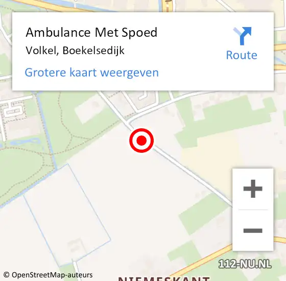 Locatie op kaart van de 112 melding: Ambulance Met Spoed Naar Volkel, Boekelsedijk op 4 september 2016 16:17