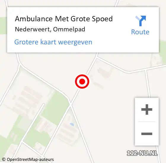 Locatie op kaart van de 112 melding: Ambulance Met Grote Spoed Naar Nederweert, Ommelpad op 4 september 2016 16:23