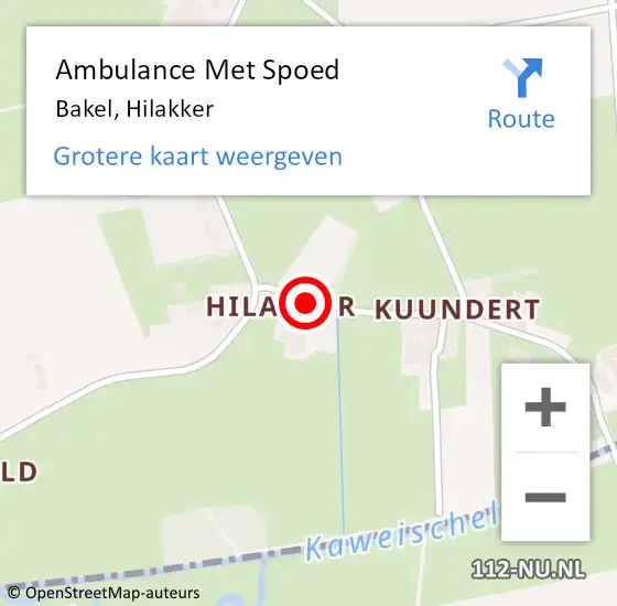 Locatie op kaart van de 112 melding: Ambulance Met Spoed Naar Bakel, Hilakker op 4 september 2016 17:10