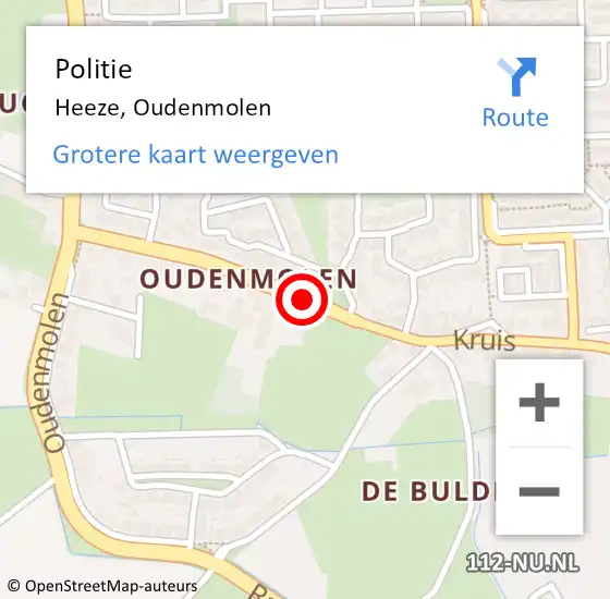 Locatie op kaart van de 112 melding: Politie Heeze, Oudenmolen op 4 september 2016 17:36