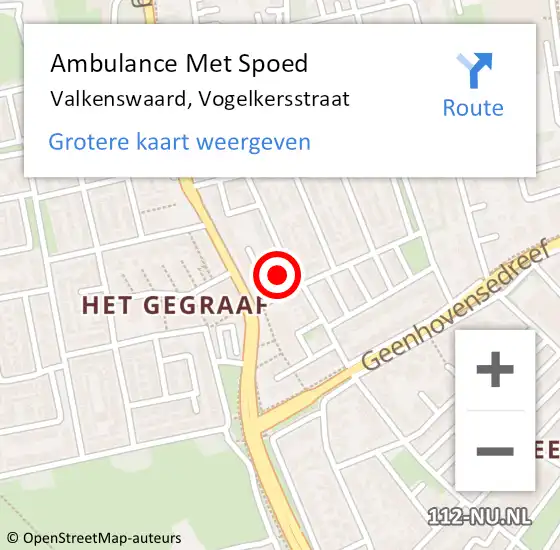 Locatie op kaart van de 112 melding: Ambulance Met Spoed Naar Valkenswaard, Vogelkersstraat op 4 september 2016 17:59