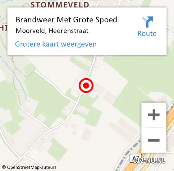 Locatie op kaart van de 112 melding: Brandweer Met Grote Spoed Naar Moorveld, Heerenstraat op 4 september 2016 18:12