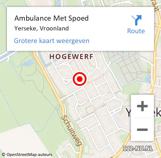 Locatie op kaart van de 112 melding: Ambulance Met Spoed Naar Yerseke, Vroonland op 4 september 2016 20:48