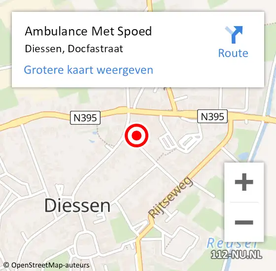 Locatie op kaart van de 112 melding: Ambulance Met Spoed Naar Diessen, Docfastraat op 4 september 2016 21:24