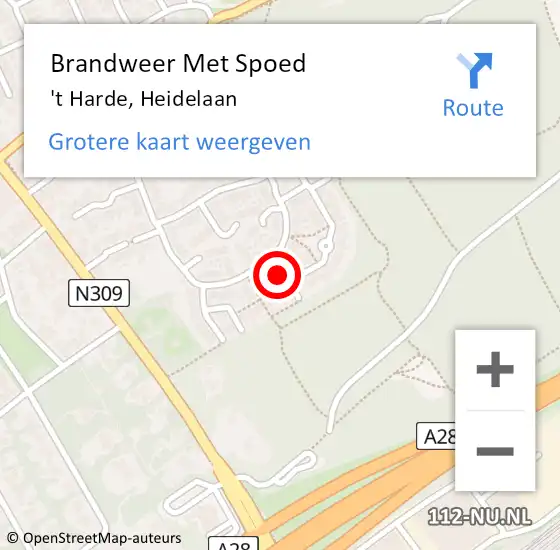 Locatie op kaart van de 112 melding: Brandweer Met Spoed Naar 't Harde, Heidelaan op 4 september 2016 22:13