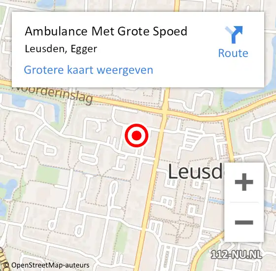 Locatie op kaart van de 112 melding: Ambulance Met Grote Spoed Naar Leusden, Egger op 4 september 2016 22:36