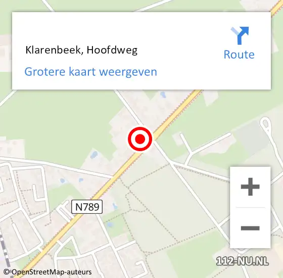 Locatie op kaart van de 112 melding:  Klarenbeek, Hoofdweg op 5 september 2016 02:36