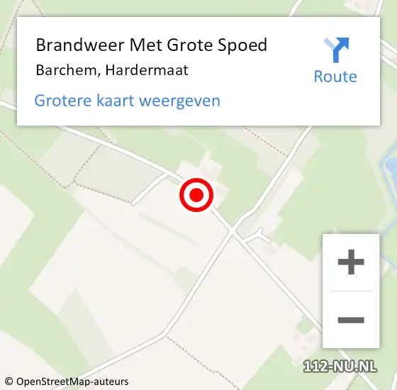 Locatie op kaart van de 112 melding: Brandweer Met Grote Spoed Naar Barchem, Hardermaat op 5 september 2016 07:12