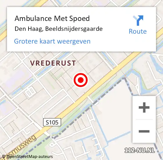 Locatie op kaart van de 112 melding: Ambulance Met Spoed Naar Den Haag, Beeldsnijdersgaarde op 5 september 2016 07:39