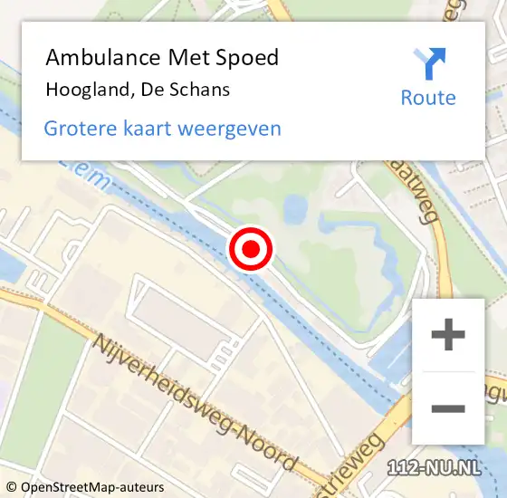 Locatie op kaart van de 112 melding: Ambulance Met Spoed Naar Hoogland, De Schans op 5 september 2016 07:46