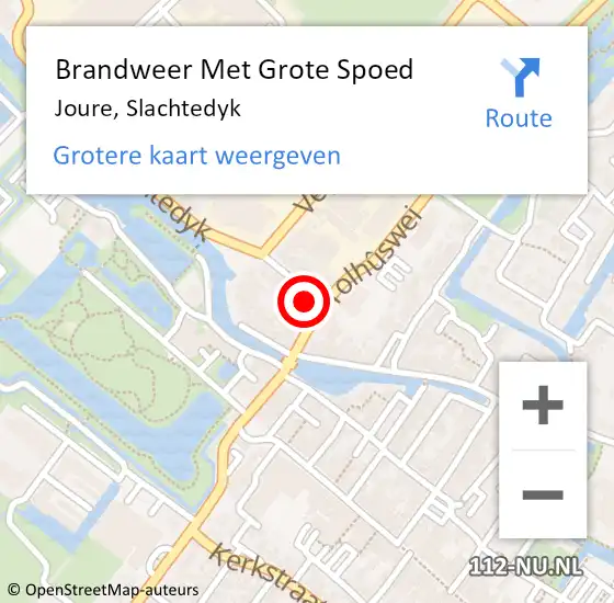 Locatie op kaart van de 112 melding: Brandweer Met Grote Spoed Naar Joure, Slachtedyk op 5 september 2016 08:45